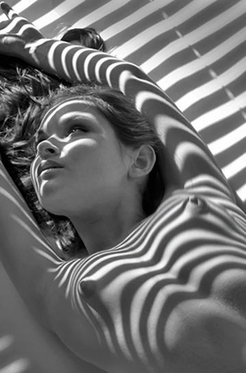 Erotic zebra-style shadows on a naked girl